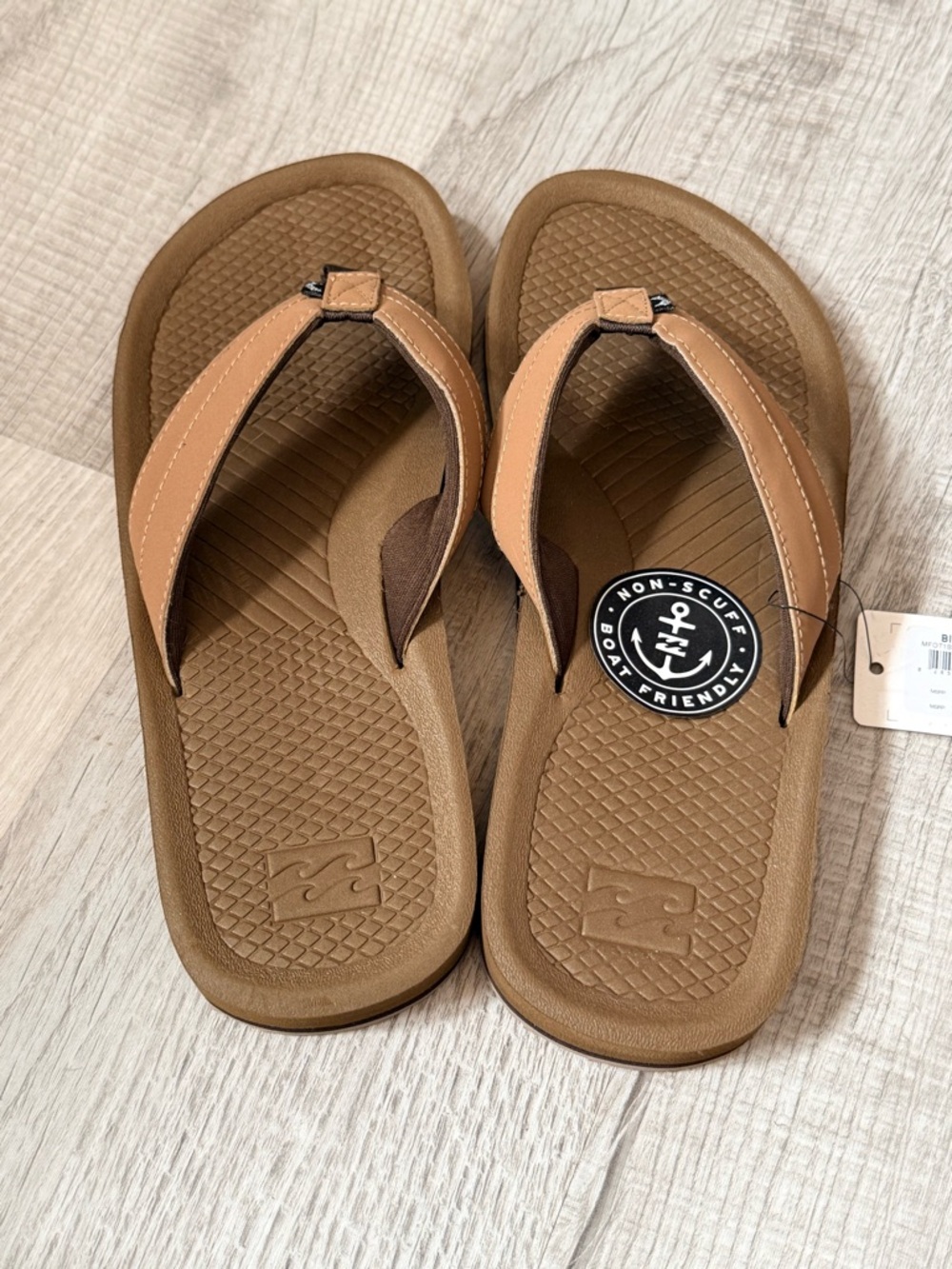 New Billabong Offshore Impact Men’s flip flops size 11 in camel